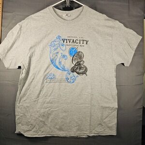 Gildan Vivacity Traditional Rum Oregon Graphic T-Shirt Gray Mens XL Heavy Cotton